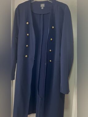 Soho Navy Double-Breasted Trench Coat with Gold Buttons
